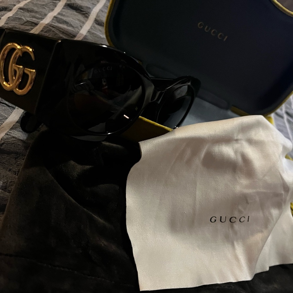 Gucci Black Sunglasses with Gold Accents